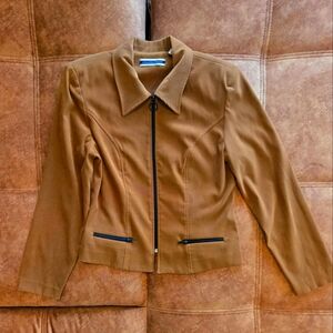 Amanda Smith Dresses Faux Suede Brown Zip Up Jacket